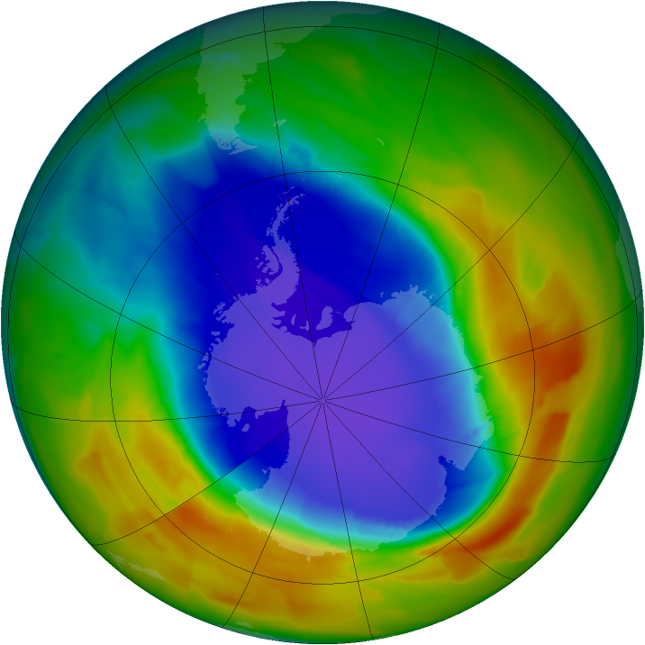 Antarctic ozone map for 04 October 2012